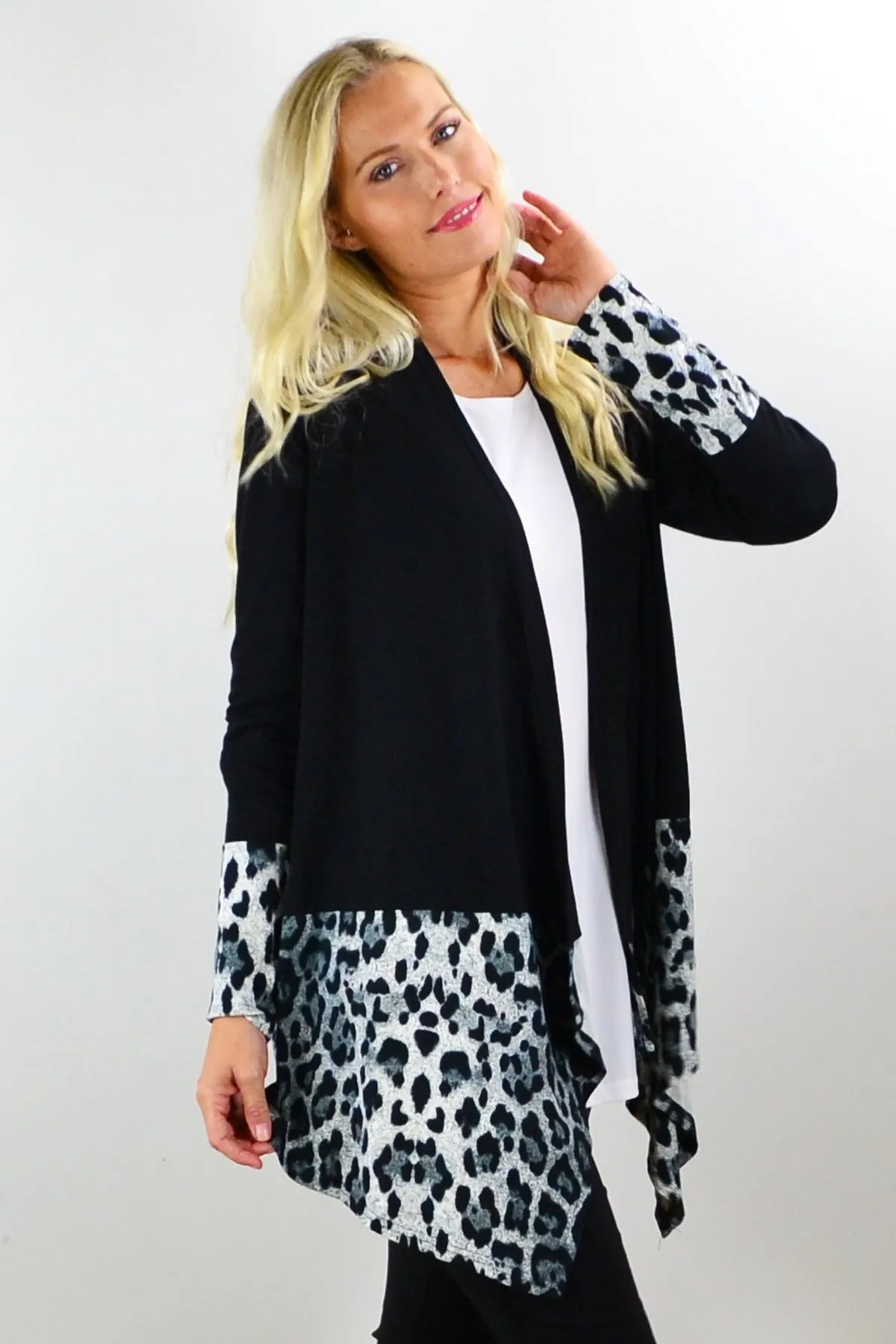 Long Sleeves Animal Print Cardigan