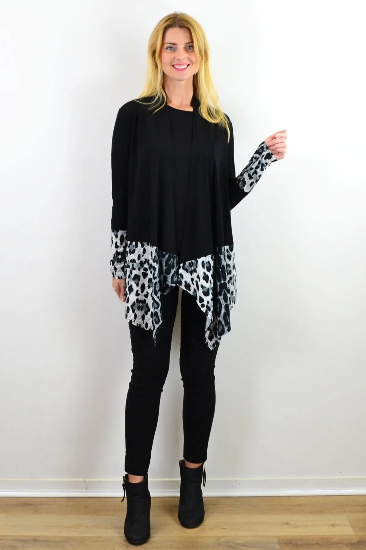 Long Sleeves Animal Print Cardigan