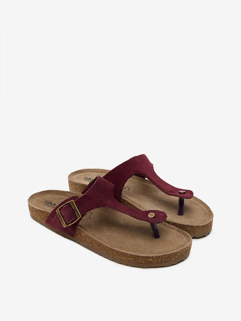 LUNA BLU Burgundy Slip-On Sandals