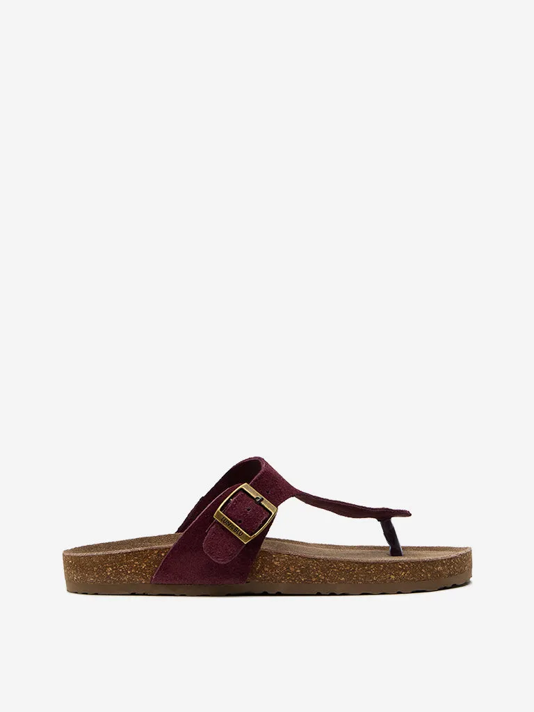 LUNA BLU Burgundy Slip-On Sandals