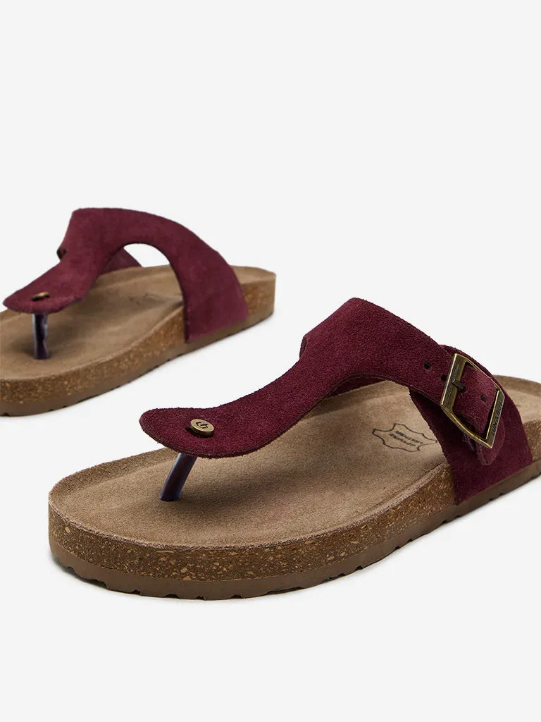 LUNA BLU Burgundy Slip-On Sandals