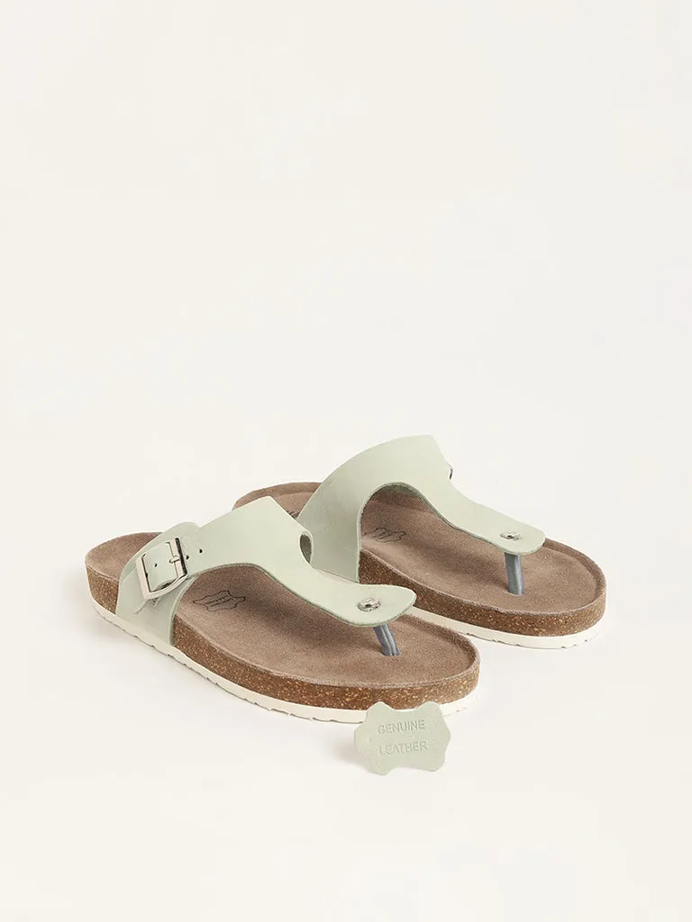 LUNA BLU Green T-Bar Comfort Sandals