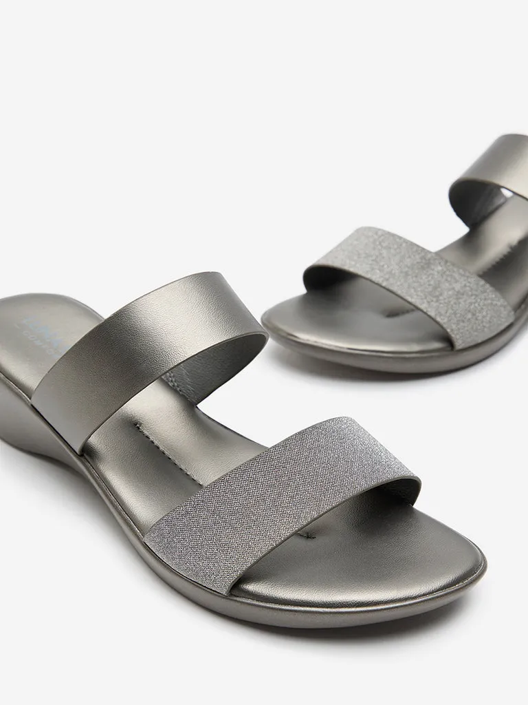 LUNA BLU Grey Dual-Strap Sandals