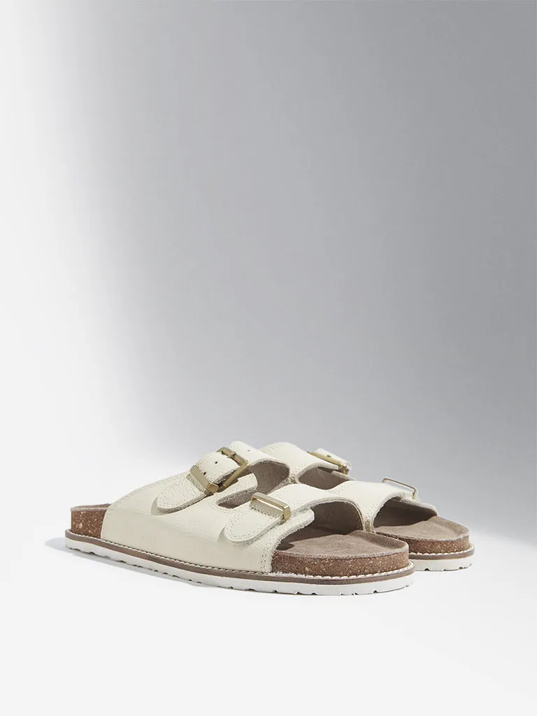 LUNA BLU Ivory Multi-Strap Slip-On Sandals