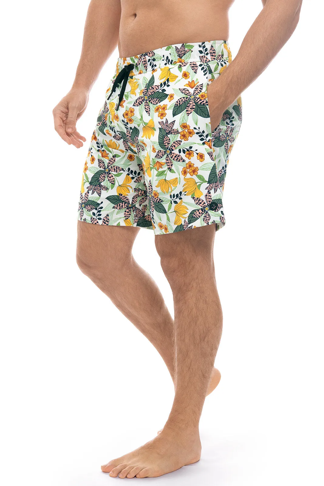 Men's Kahuna Swimming Shorts  |  Apricot Crush Floral Paradise