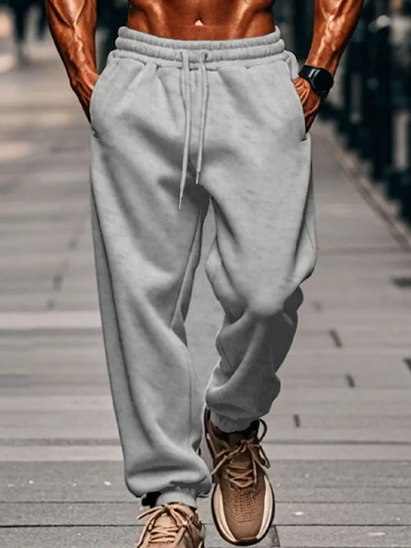 Men's Solid Color Fleece Sports Jogger Pants