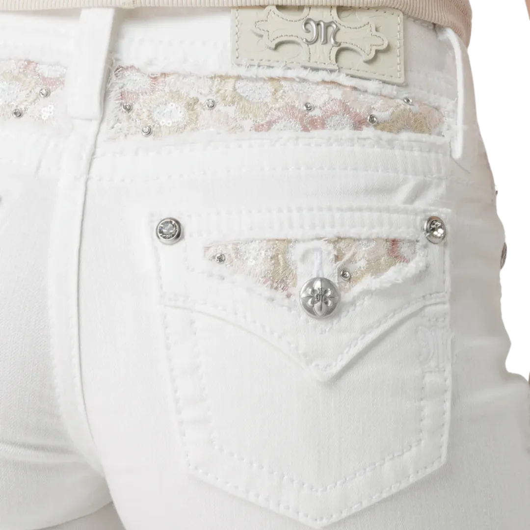 Miss Me Women's Blossoming Bouquet White Shorts