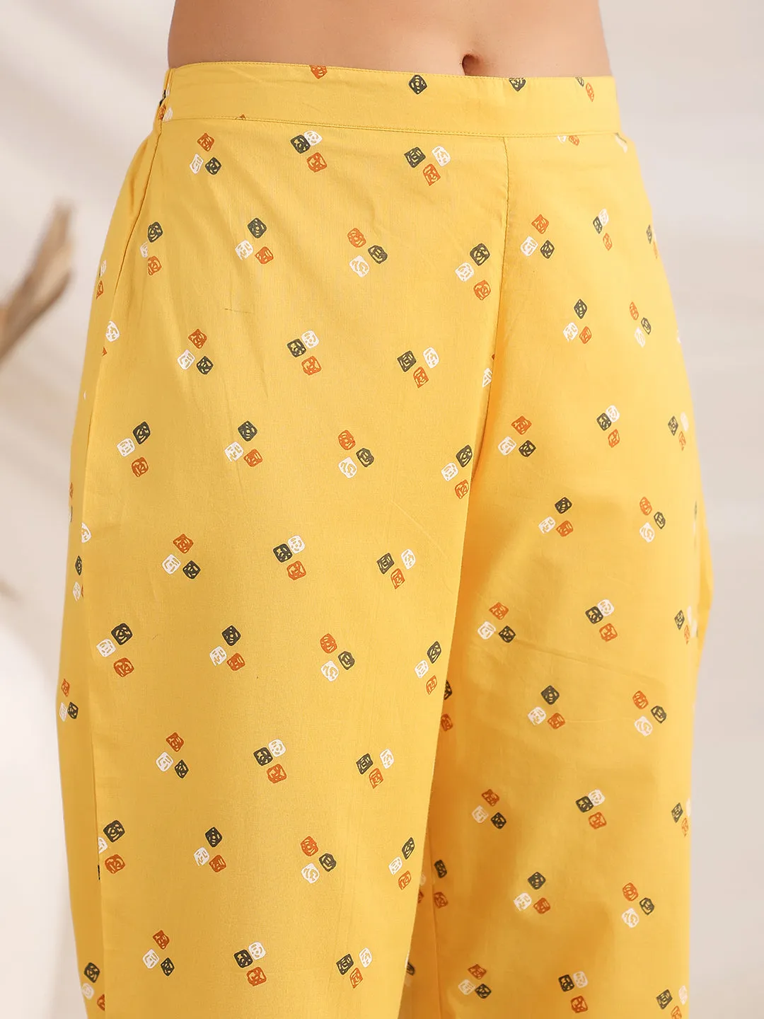 Mustard Cotton Bandhani A-Line Co-Ord Set