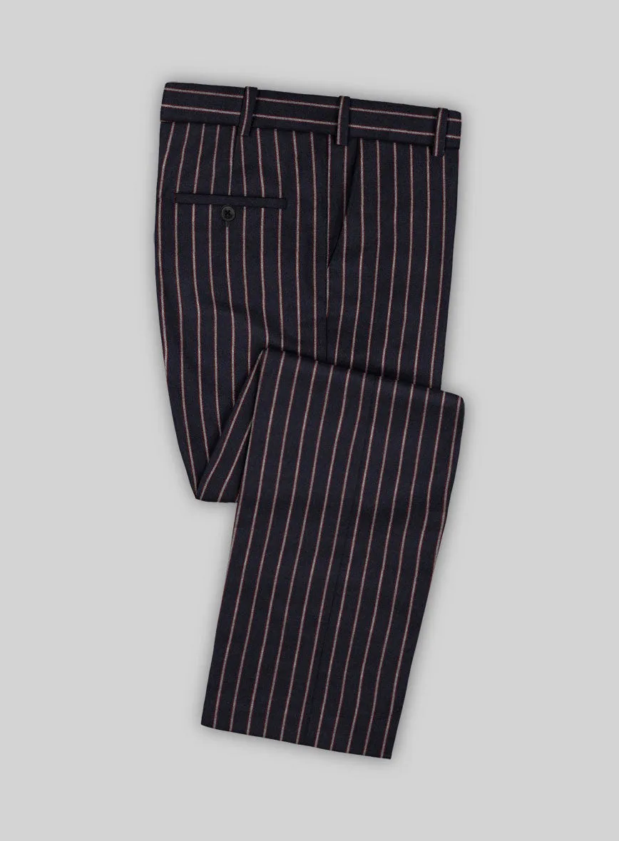 Noble Assunta Blue Stripe Cotton Silk Linen Pants