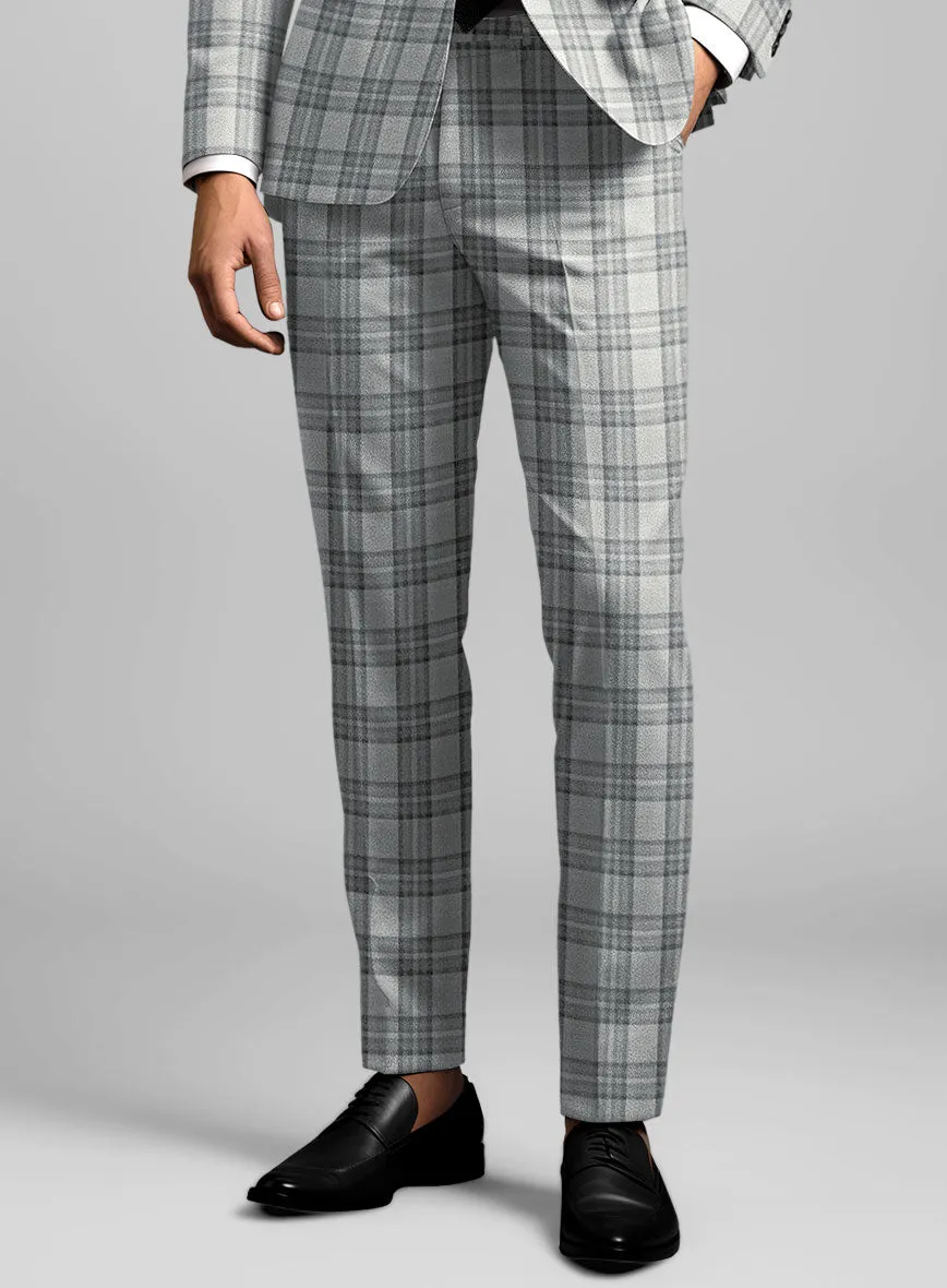 Noble Gray Check Wool Silk Linen Pants