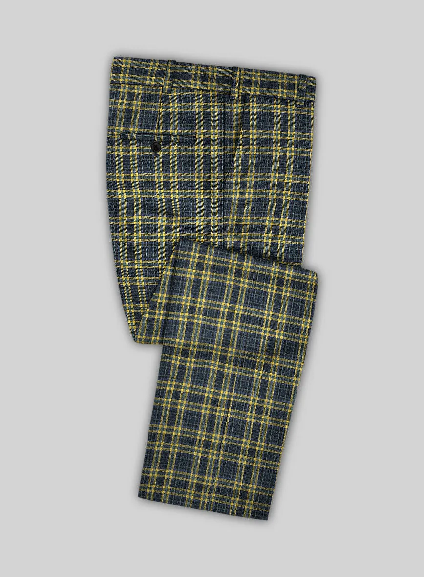 Noble Mario Check Wool Silk Linen Pants