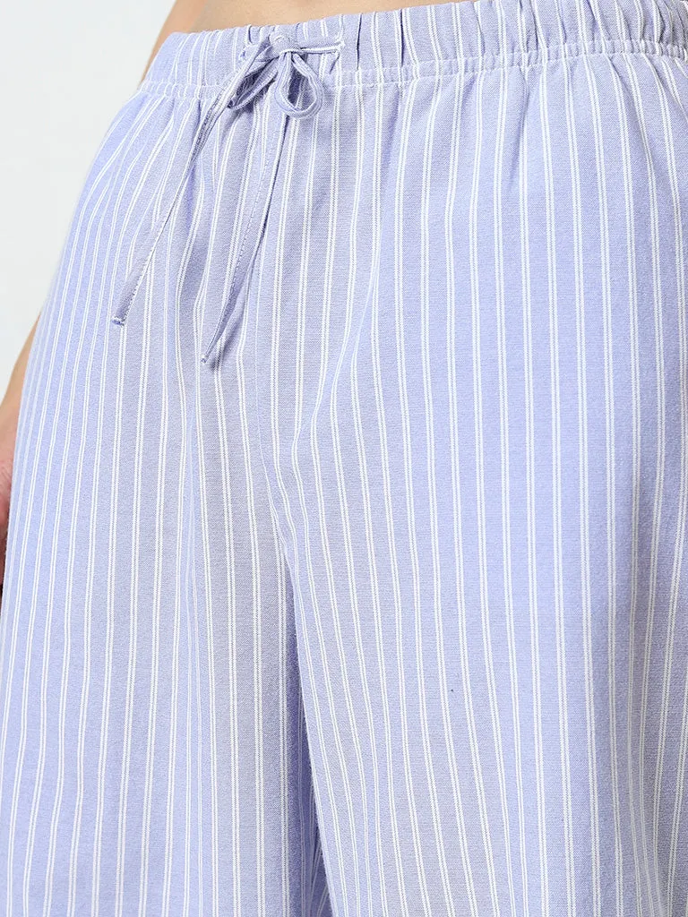 Nuon Blue Striped High-Rise Pants