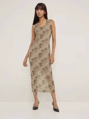 Nuon Olive Mesh Bodycon Dress with Camisole