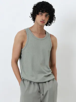 Nuon Sage Ribbed Slim-Fit T-Shirt