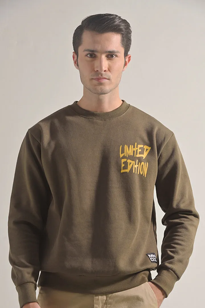 Oversized Graphic Sweatshirt - Olive