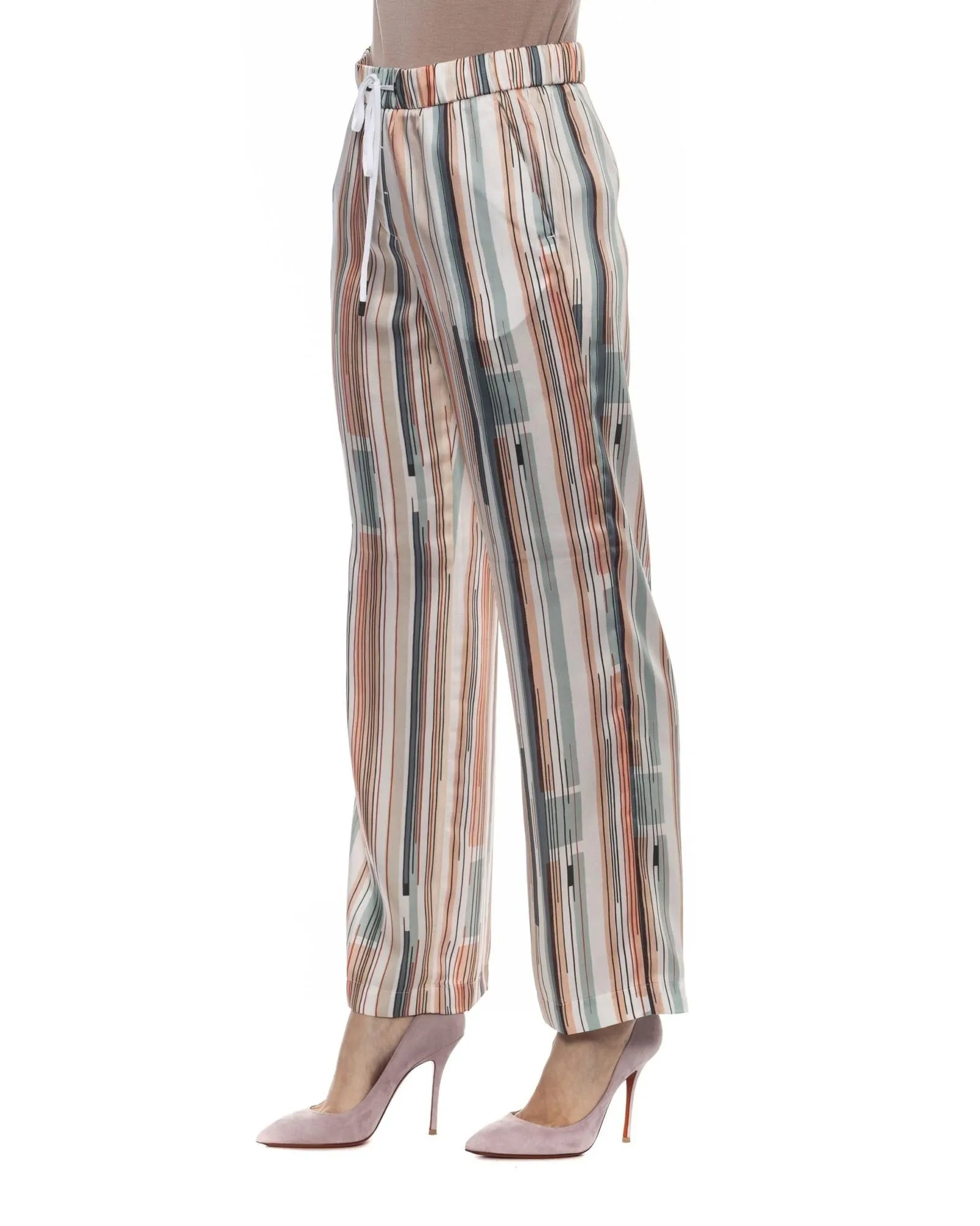 Peserico Women's Multicolor Striped Casual Pants