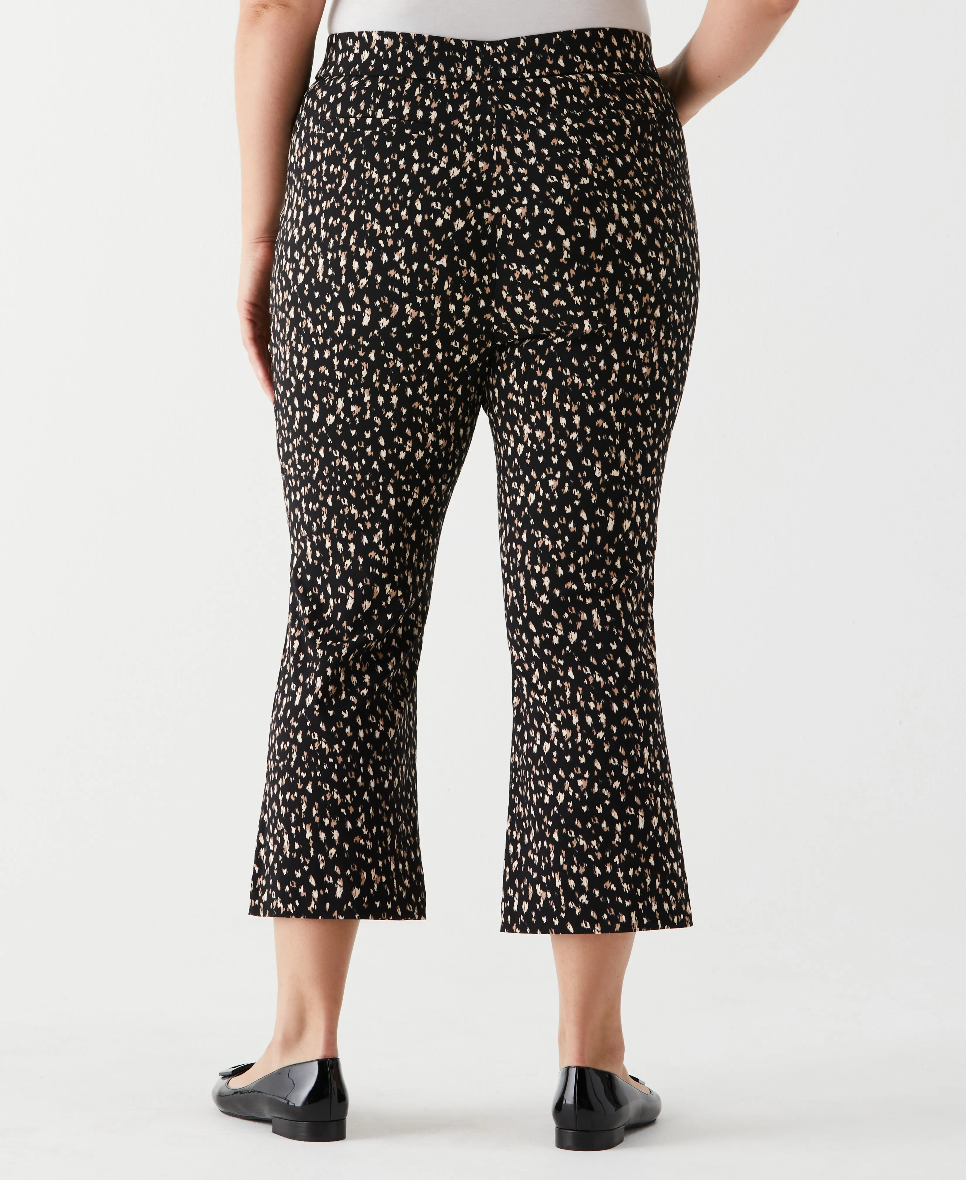 Plus Size Printed Crop Boot Cut Pant with Belt