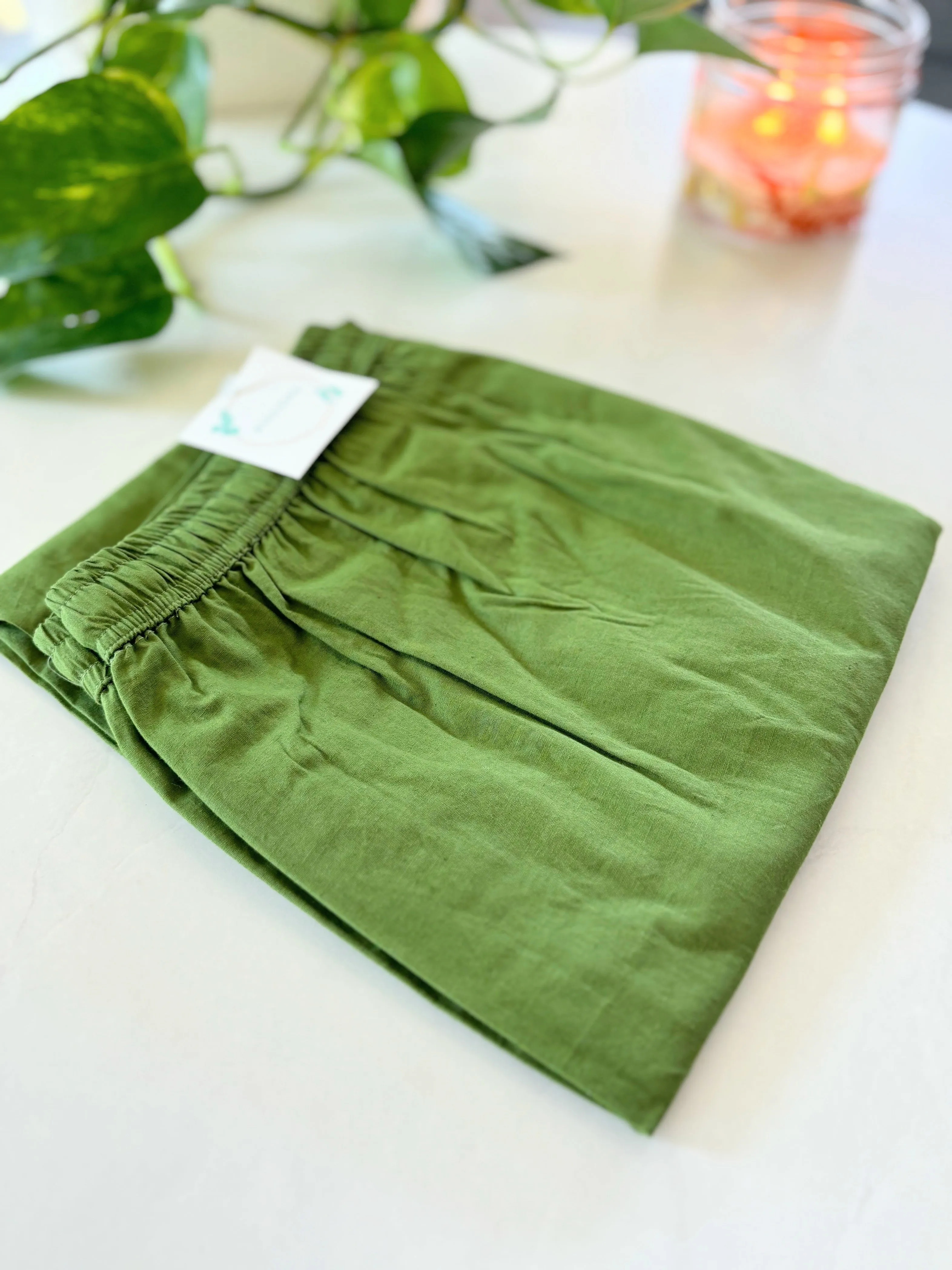 Poplin Cotton Lounge Pants Women - Forest Green