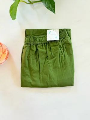 Poplin Cotton Lounge Pants Women - Forest Green