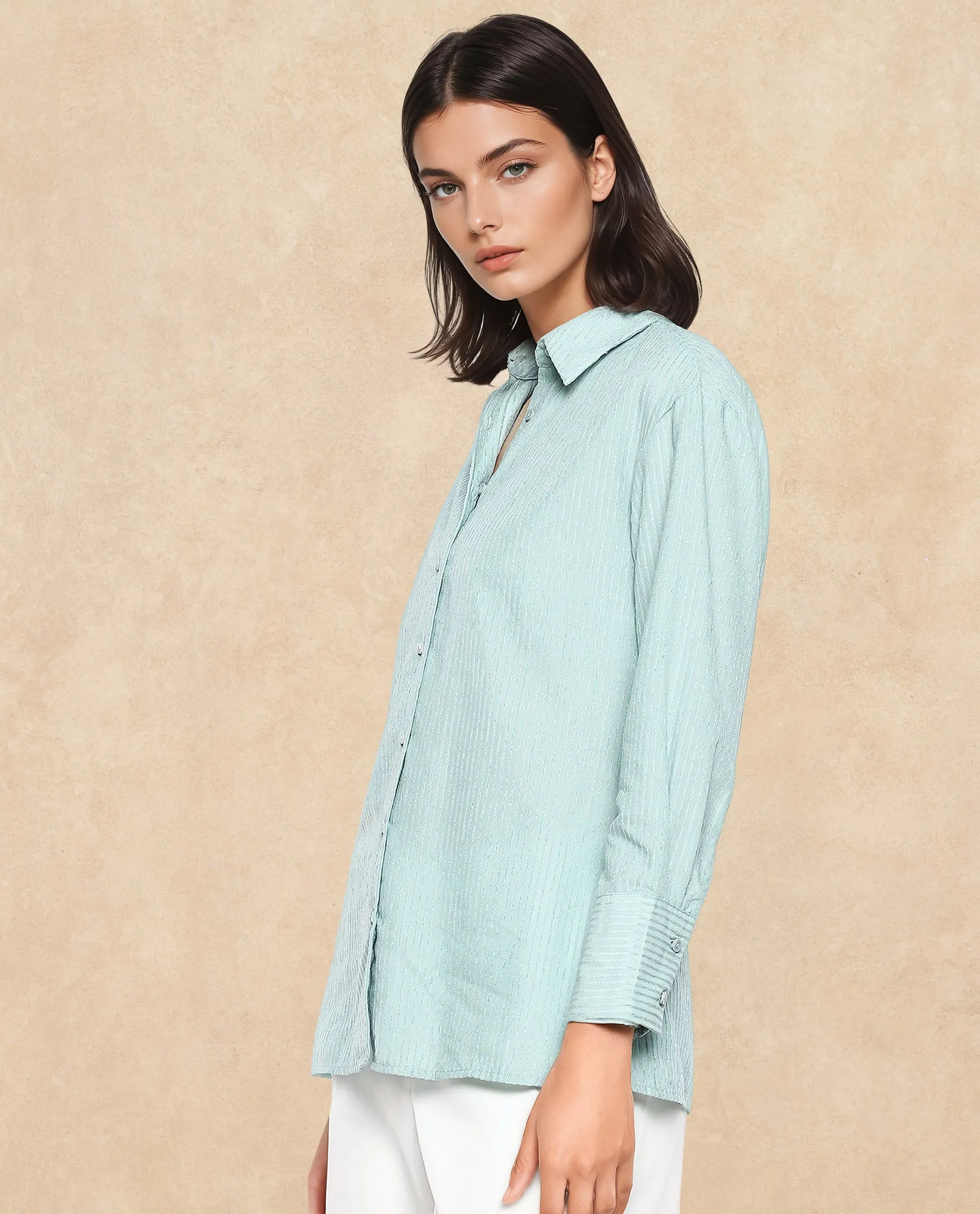 Rareism Women Cinthia Green Plain Shirt