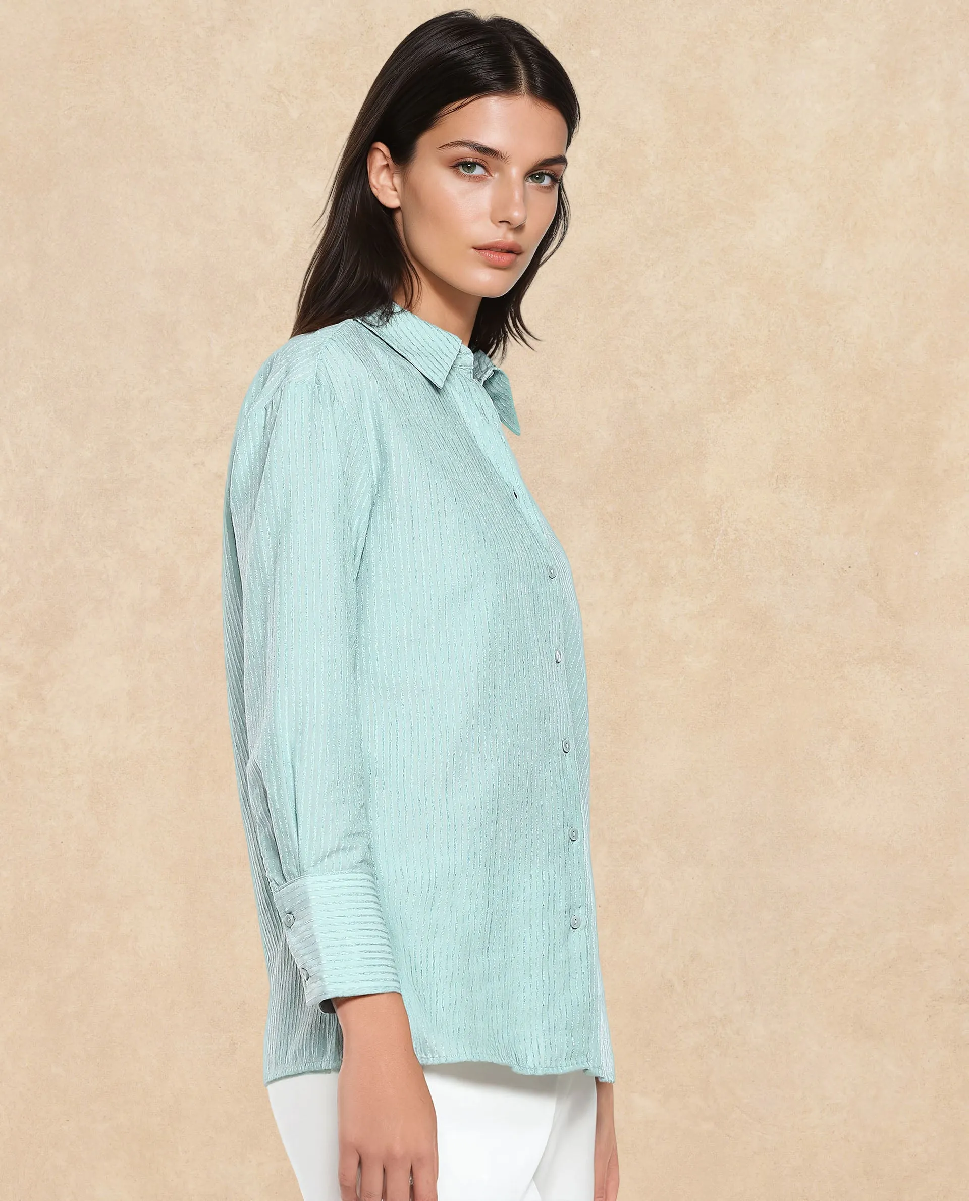 Rareism Women Cinthia Green Plain Shirt