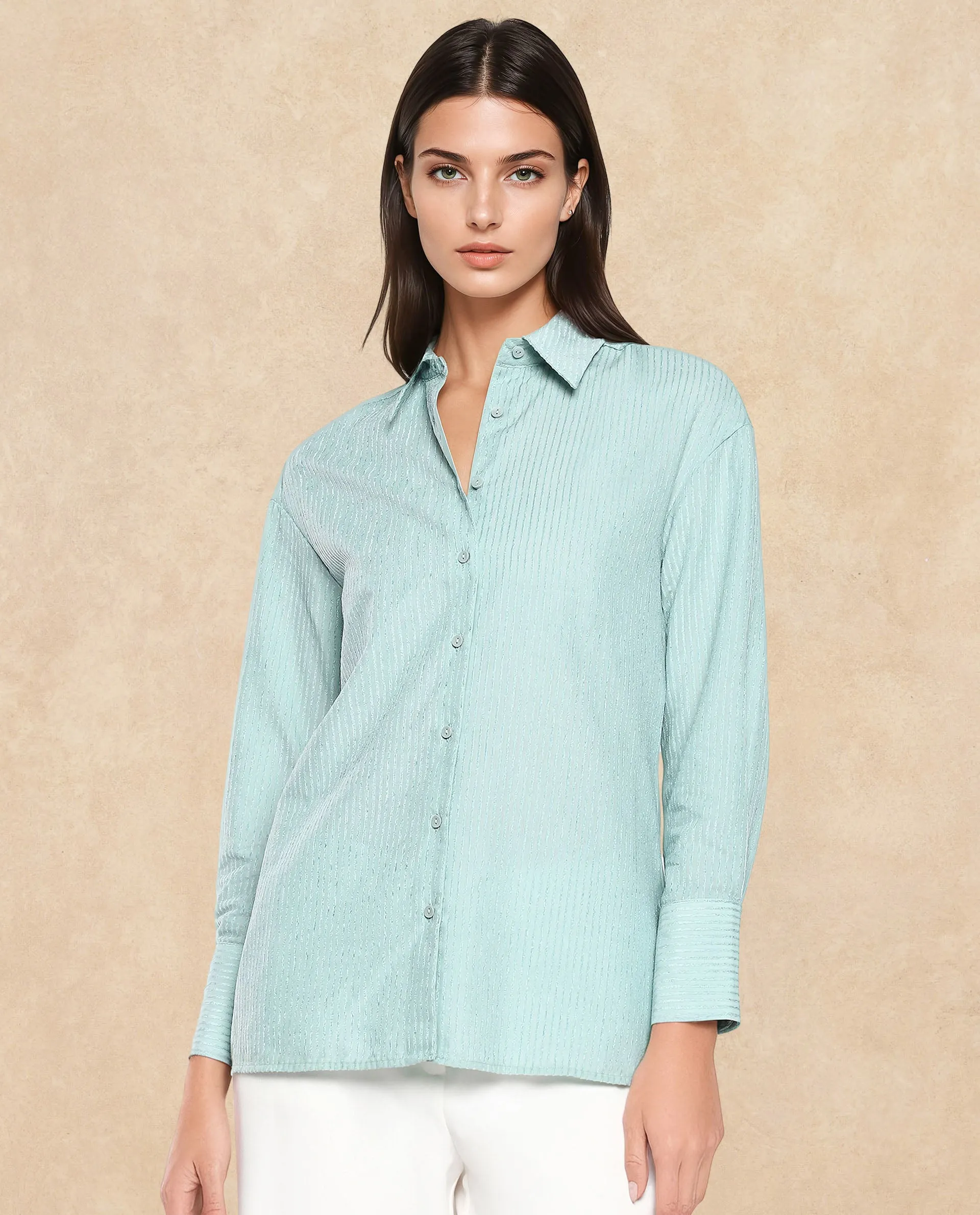 Rareism Women Cinthia Green Plain Shirt