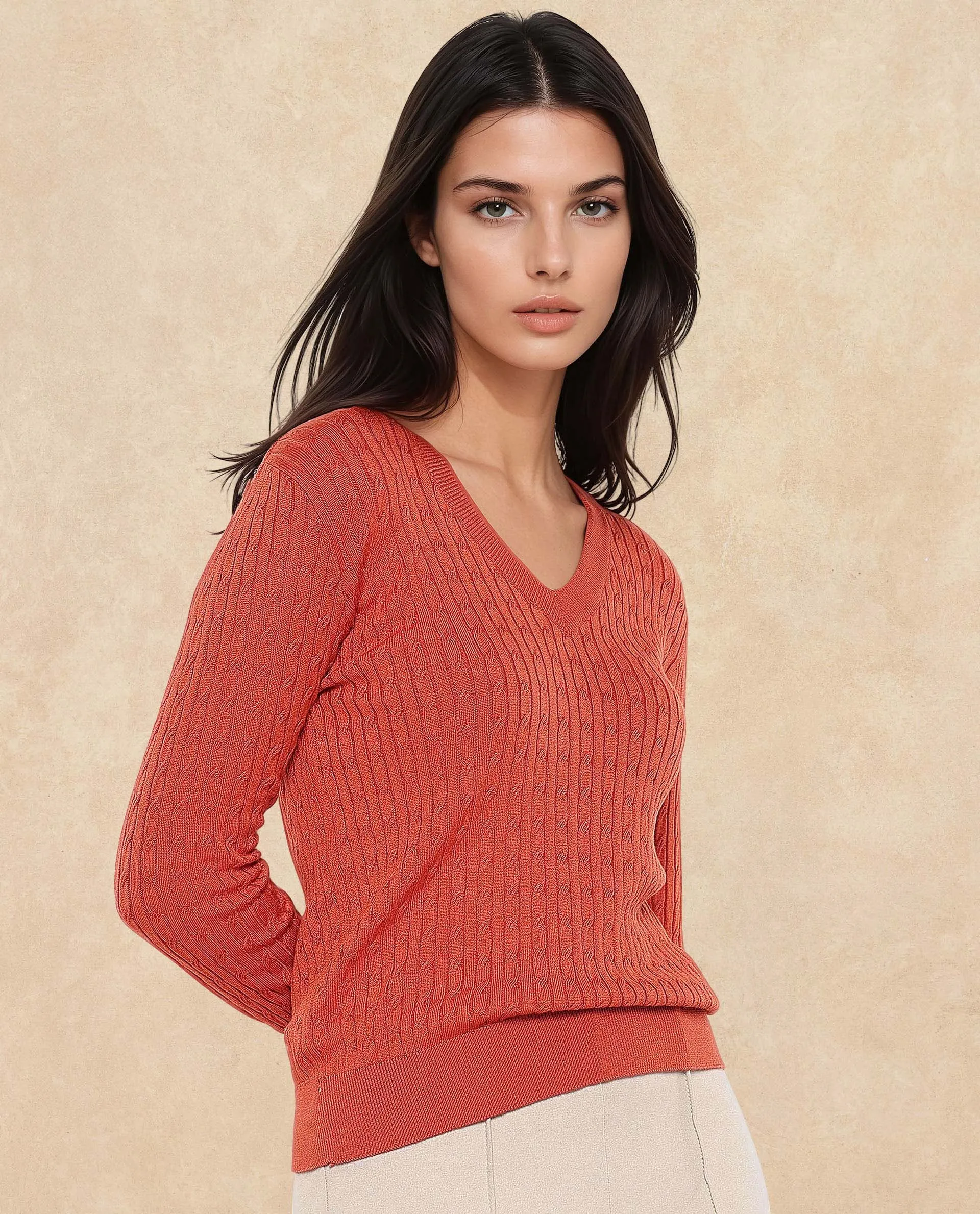 Rareism Women Izmit Orange Plain Top