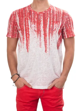 Red Degraded Matrix Linen Tee