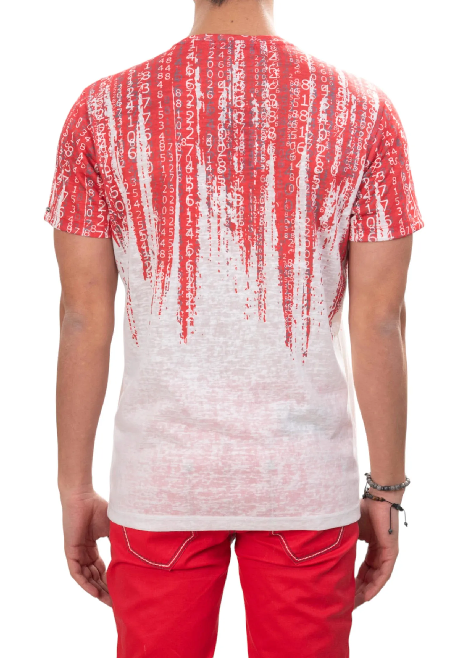 Red Degraded Matrix Linen Tee