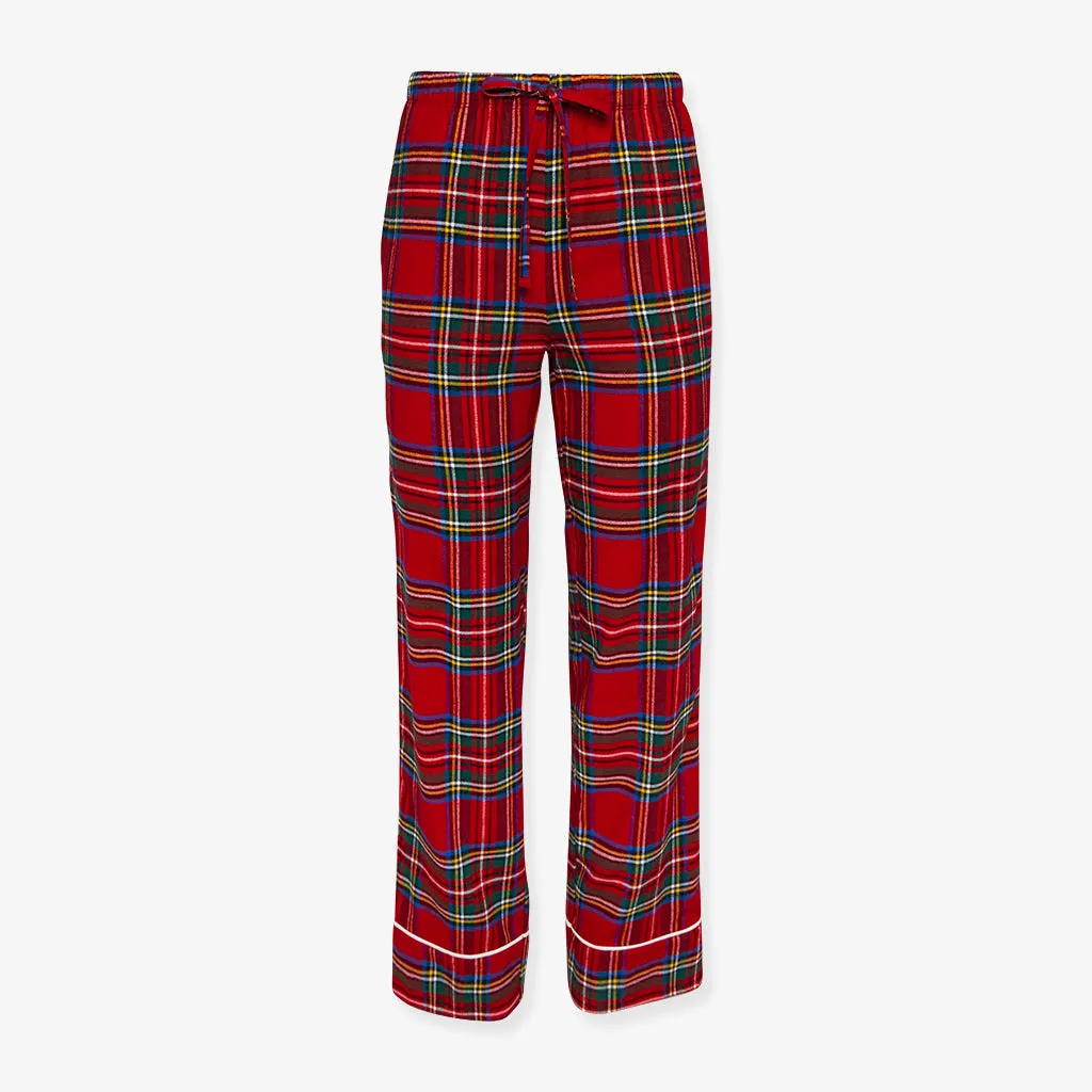 Red Tartan Plaid Women's Flannelette Luxe Pajama Set