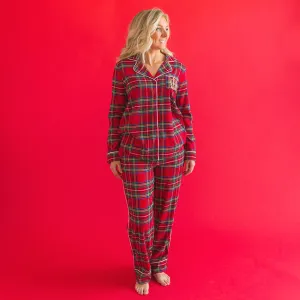 Red Tartan Plaid Women's Flannelette Luxe Pajama Set