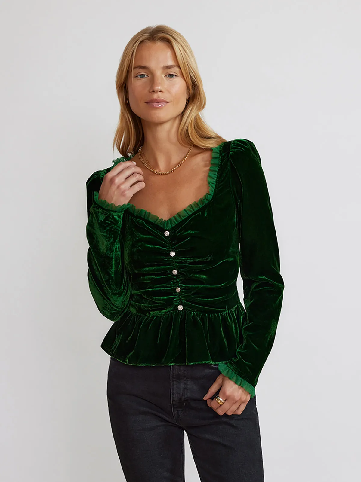 Sabine Green Velvet Top