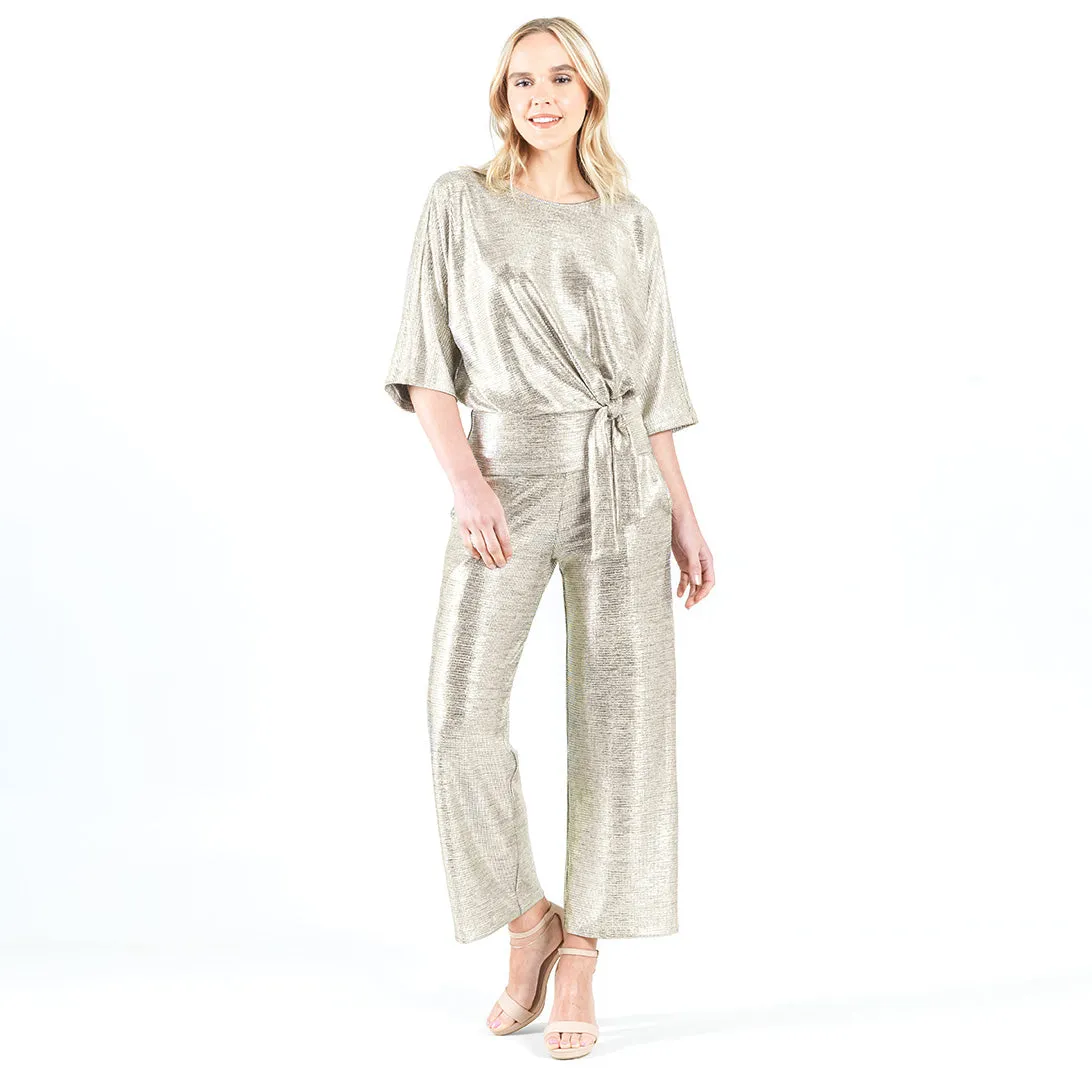 Shimmer Foil Lamé - Loose Leg Ankle Pant - Champagne - Unreleased Sample