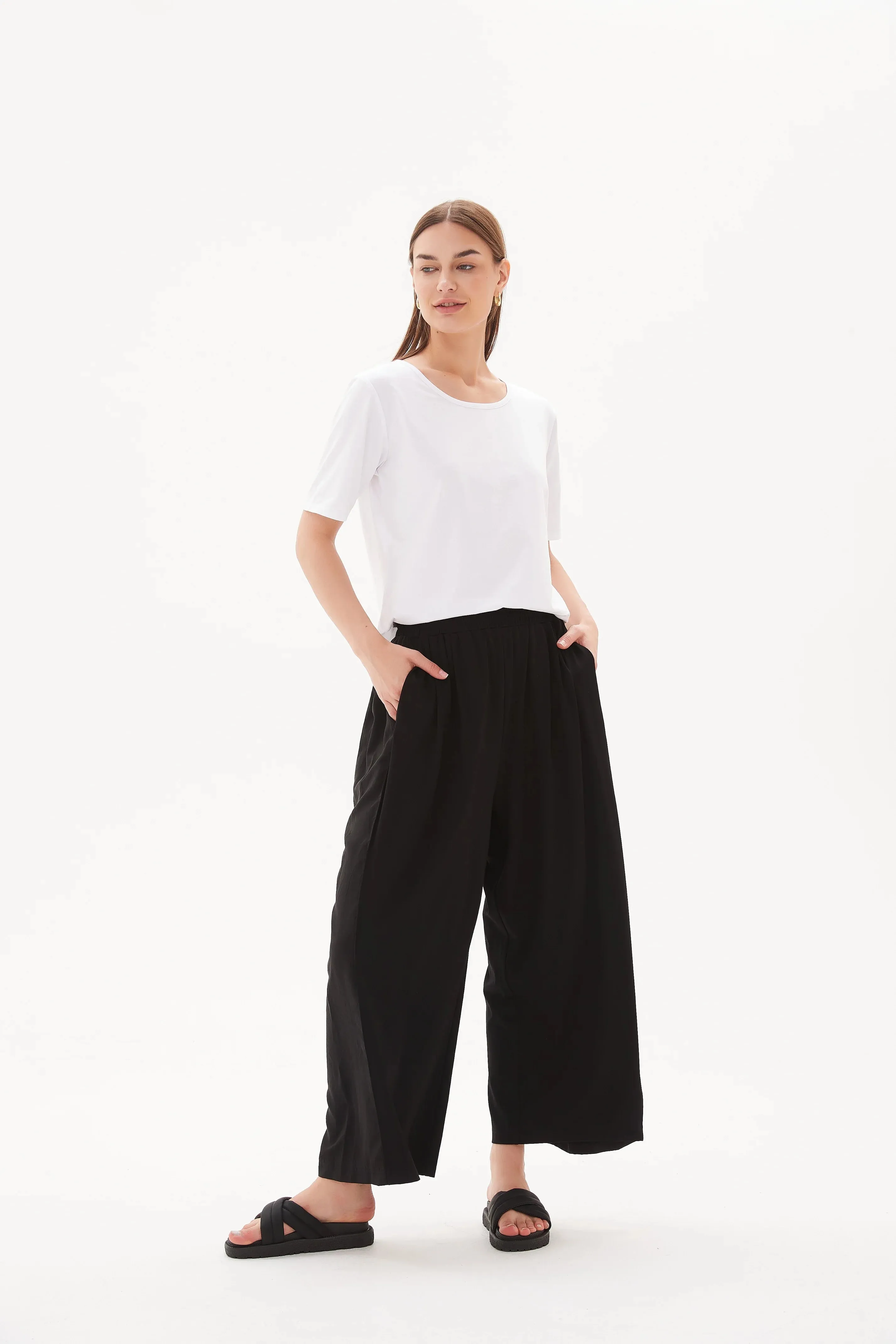 Side Panel Palazzo Pant | Black