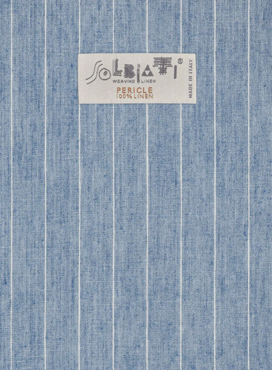 Solbiati Light Blue Stripe Linen Pants