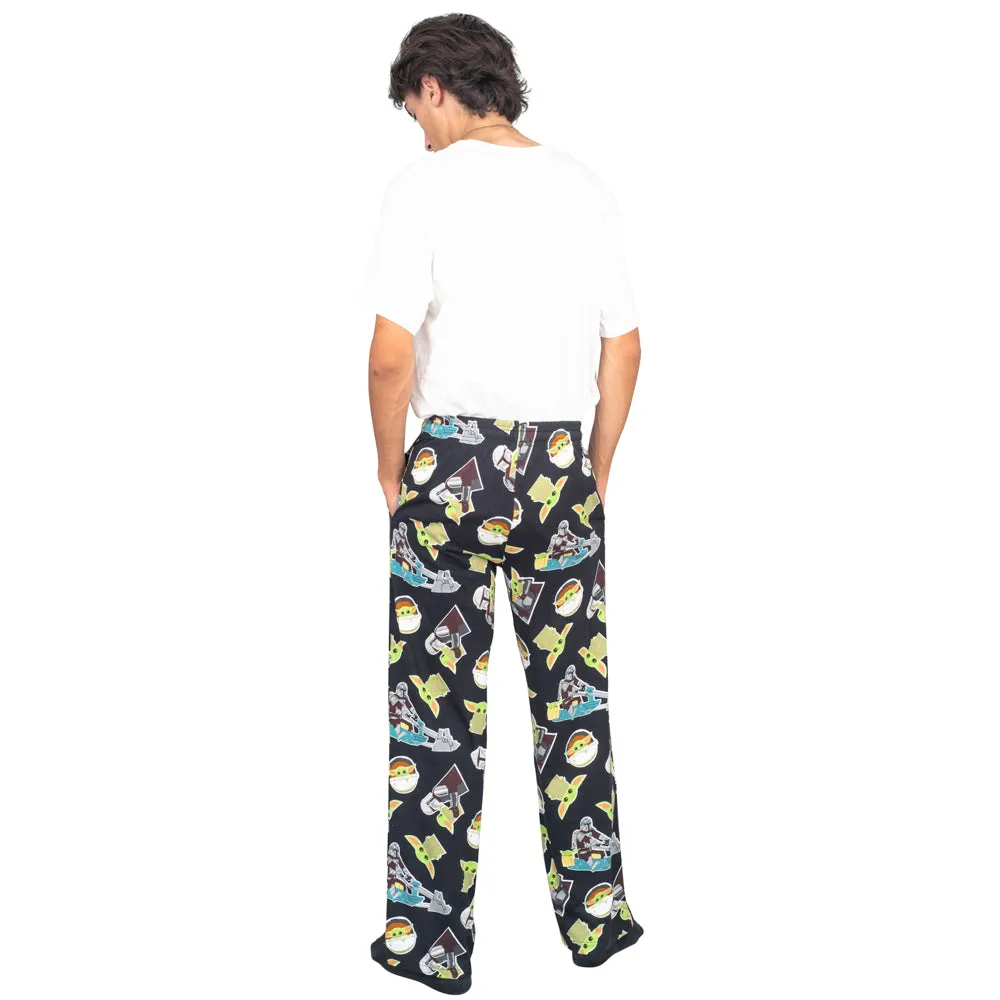 Star Wars The Mandalorian Baby Yoda Pajamas Black Lounge Pants