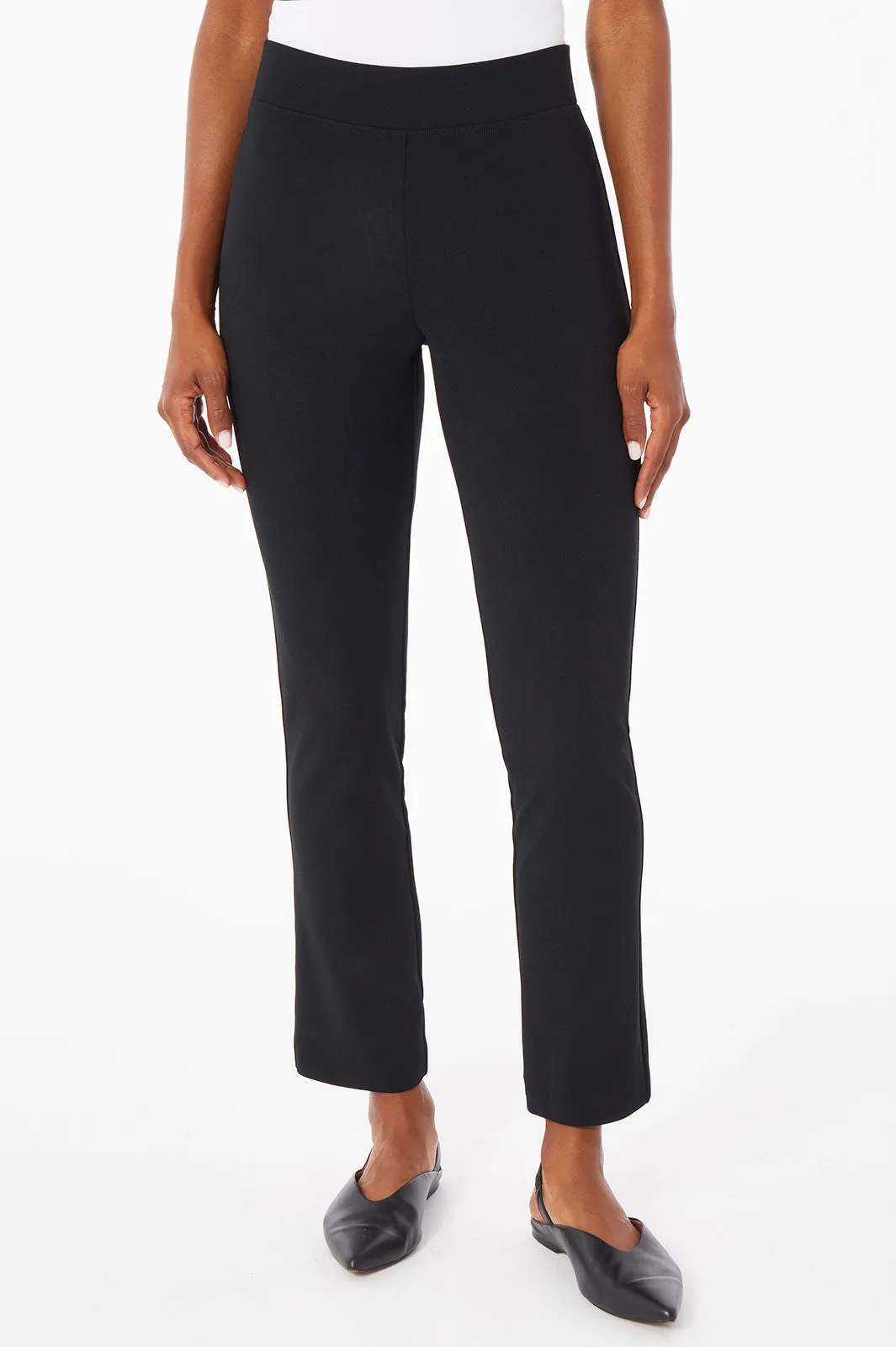 Stretch Deco Crepe Straight-Leg Ankle Pants