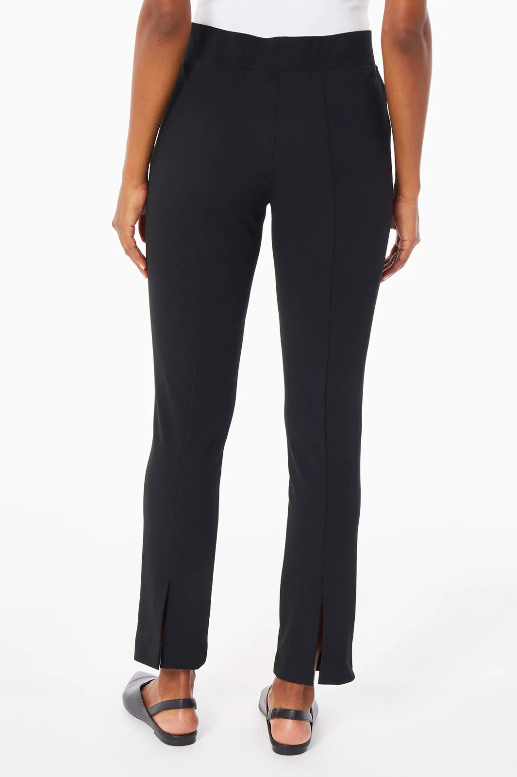 Stretch Deco Crepe Straight-Leg Ankle Pants