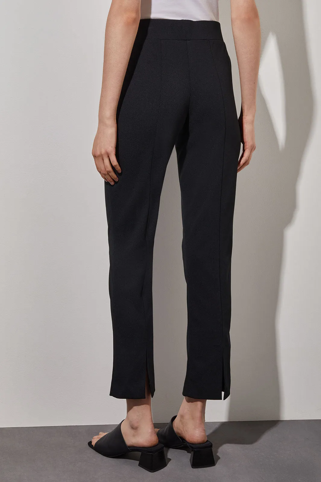 Stretch Deco Crepe Straight-Leg Ankle Pants