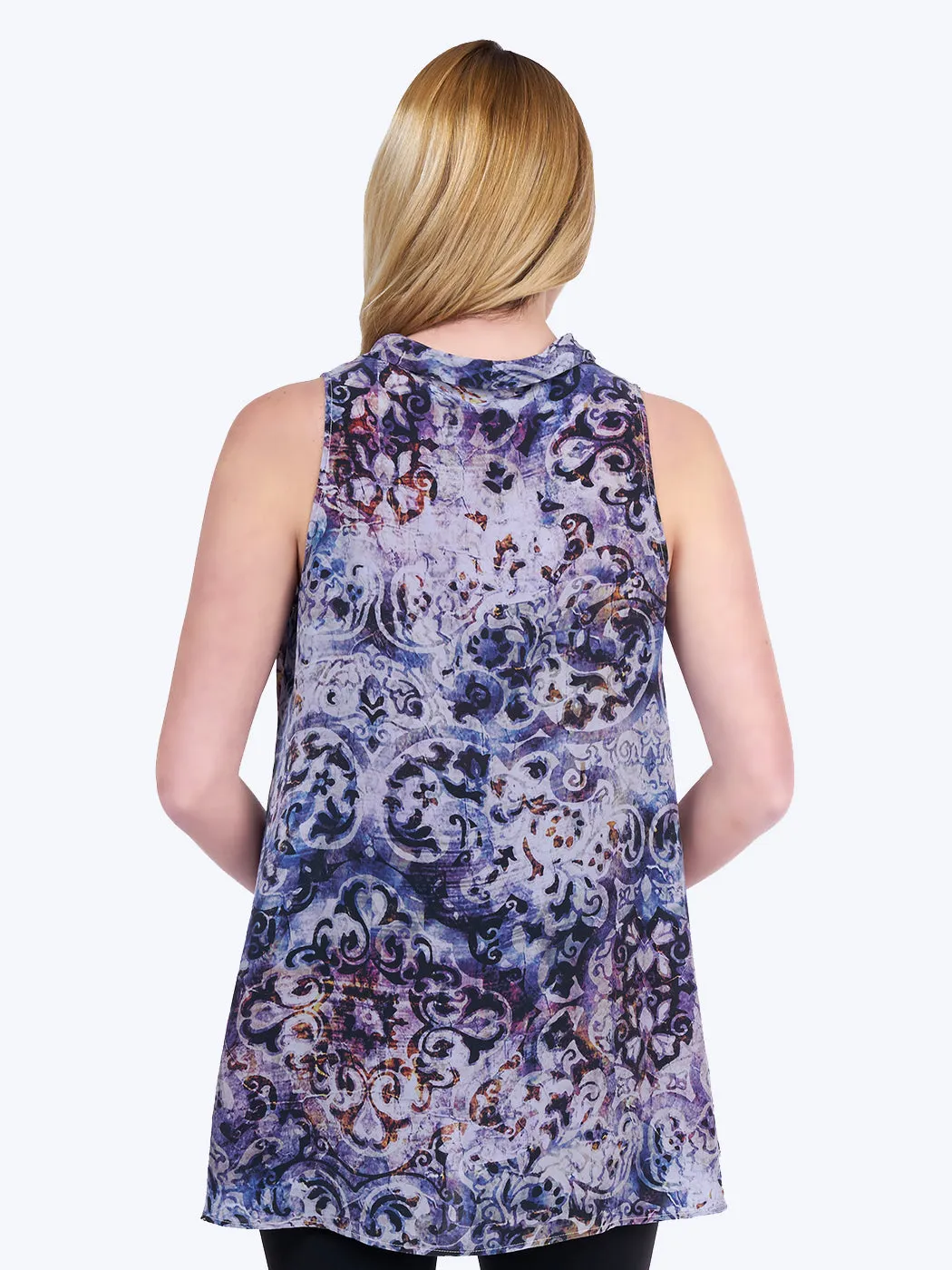 Tianello print "Bhakti" WASHABLE SILK "Briata" Cowl Tunic