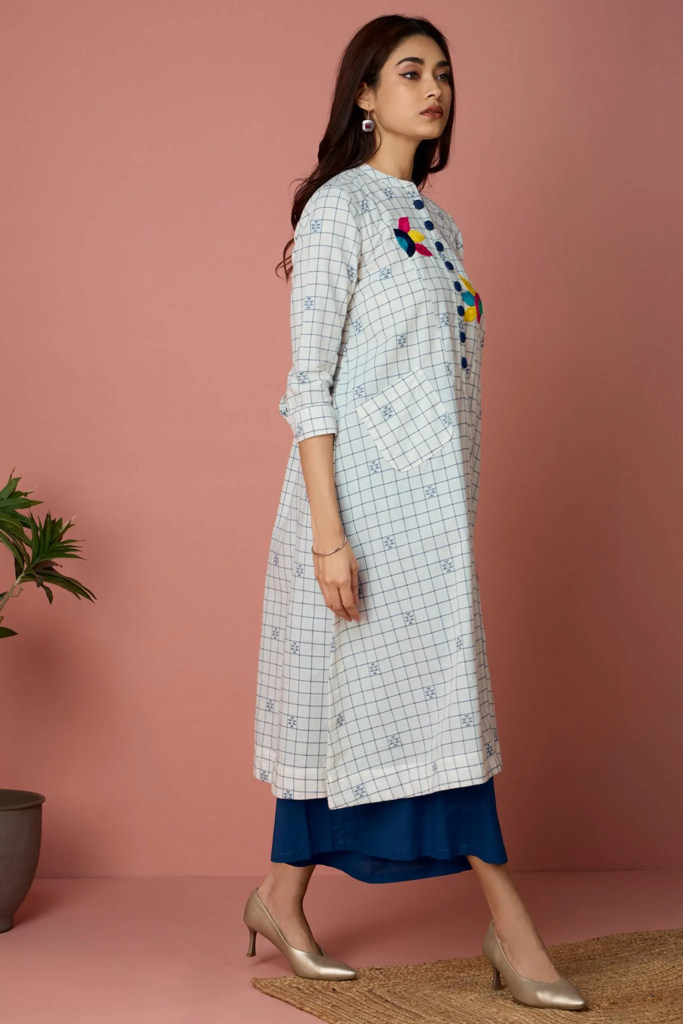 tunic dress - Indigo Bloomfields & Ivory Canvas