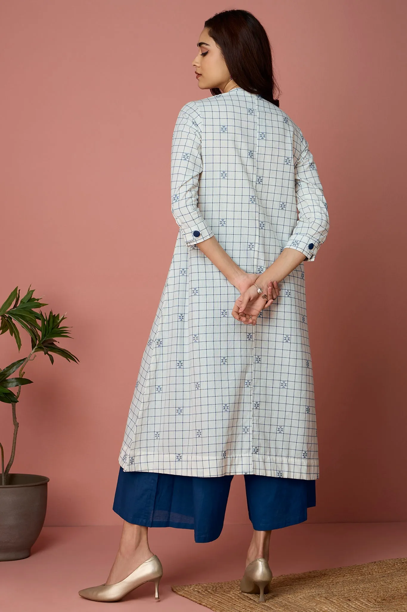 tunic dress - Indigo Bloomfields & Ivory Canvas