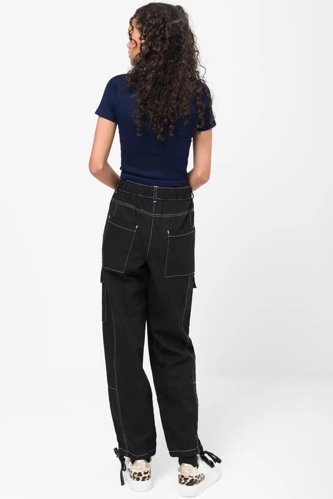 Twill Trouser With Contrast Top Stitch Black