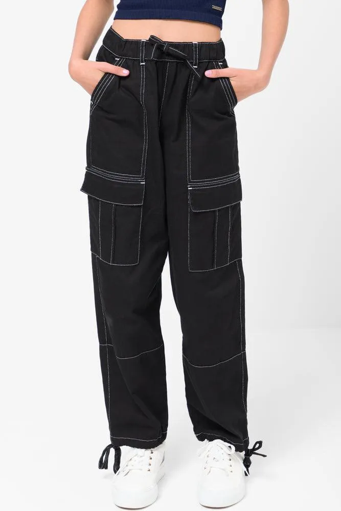 Twill Trouser With Contrast Top Stitch Black