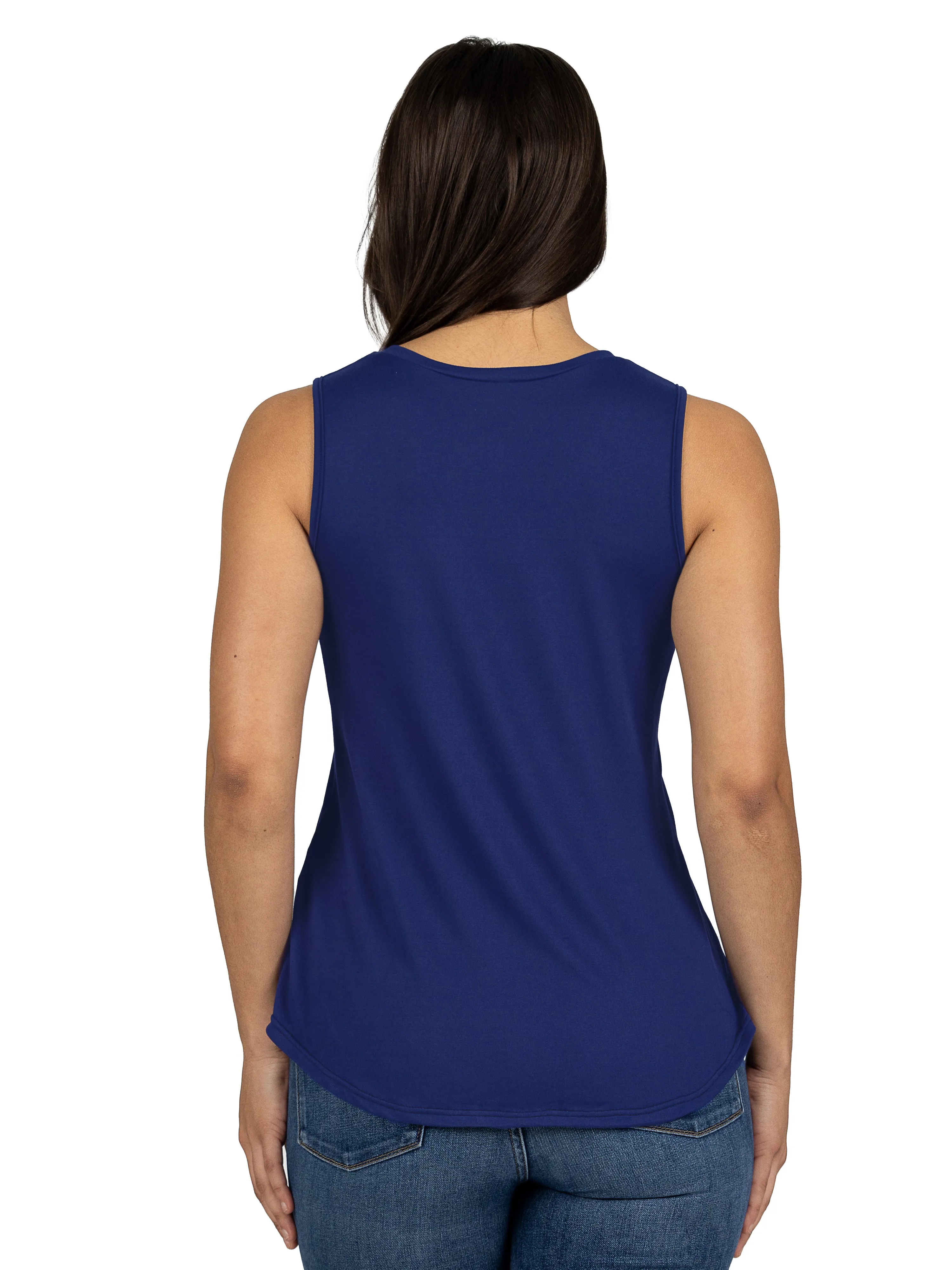 V Neck Tunic Tank Top with Round Hemline