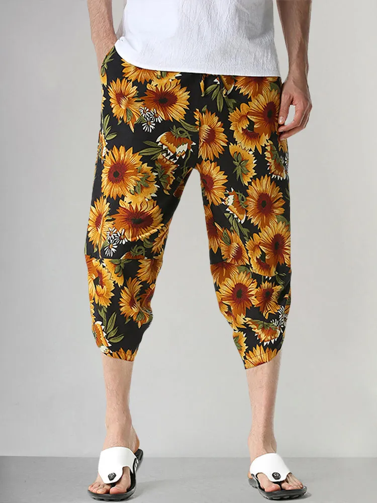 Vintage Graphic Casual Capri Pants