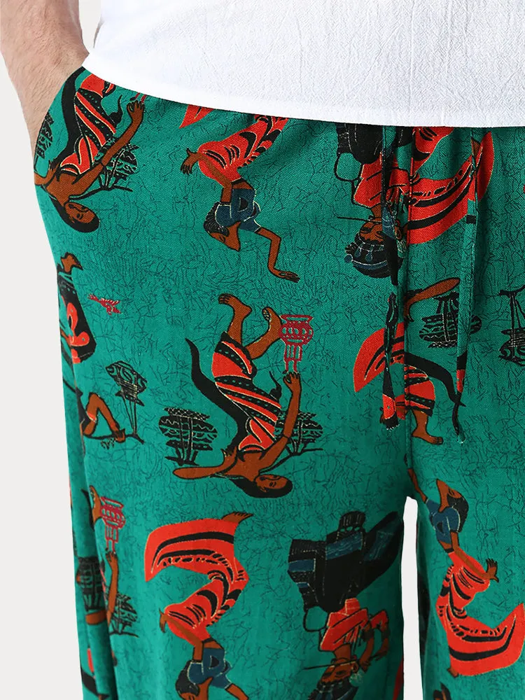 Vintage Graphic Casual Capri Pants