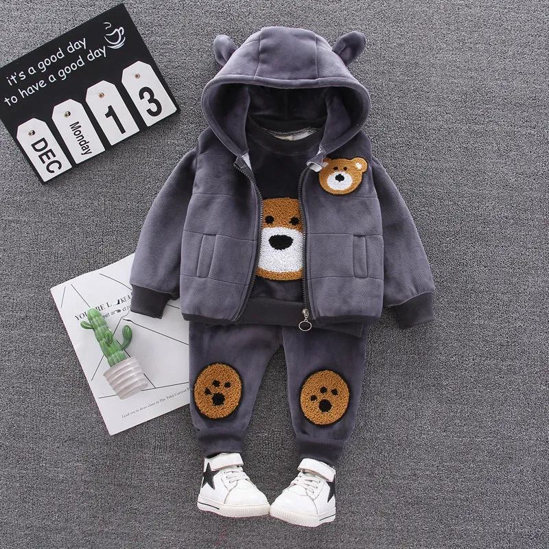 Winter 3 pieces hooded sweater suit For Kids