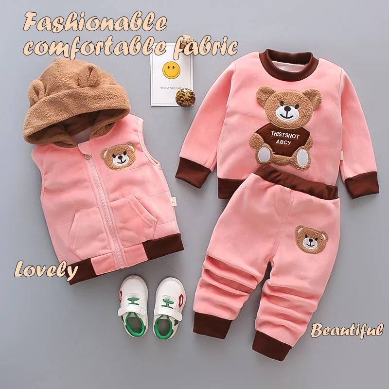 Winter 3 pieces hooded sweater suit For Kids