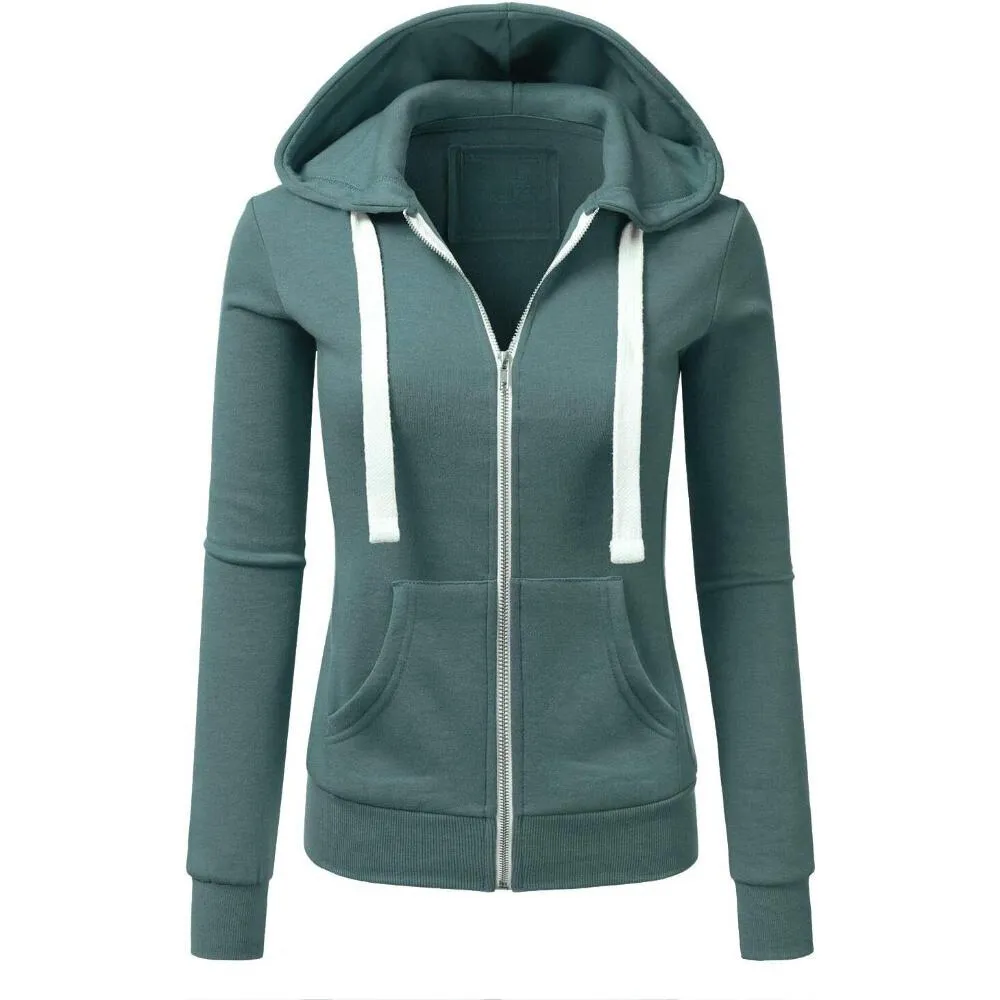 Zip Up Hooded Jacket With Drawstrings